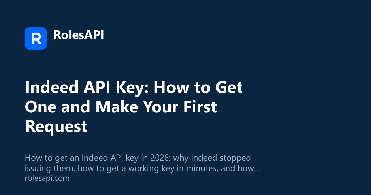 Cover image for the RolesAPI guide to getting an Indeed API key