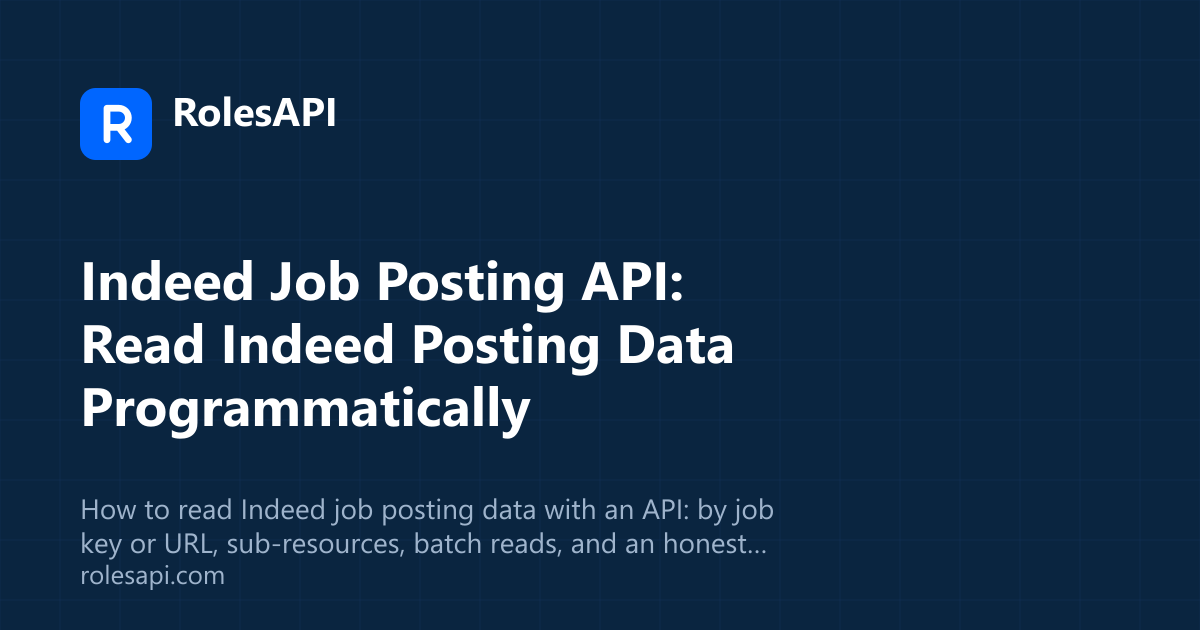 Cover image for the RolesAPI guide to reading Indeed job posting data programmatically